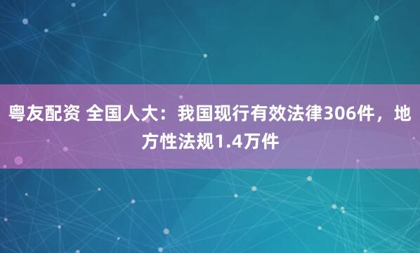 粤友配资 全国人大：我国现行有效法律306件，地方性法规1.4万件